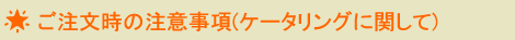 ご注文時の注意事項